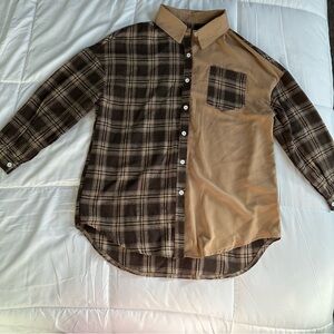 SHEIN Plaid and Tan Shirt